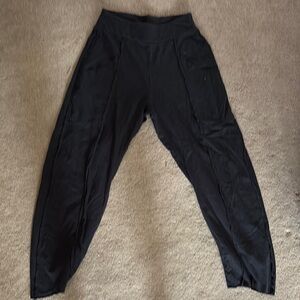 Black Jogger Track Pants with Elastic Waistband and Tapered Legs